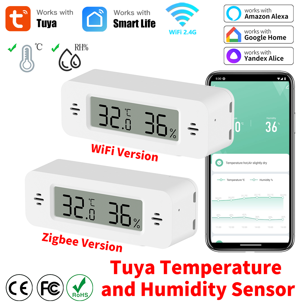 Smart Home Villa - Tuya WiFi/Zigbee Temperature Humidity Sensor Smart