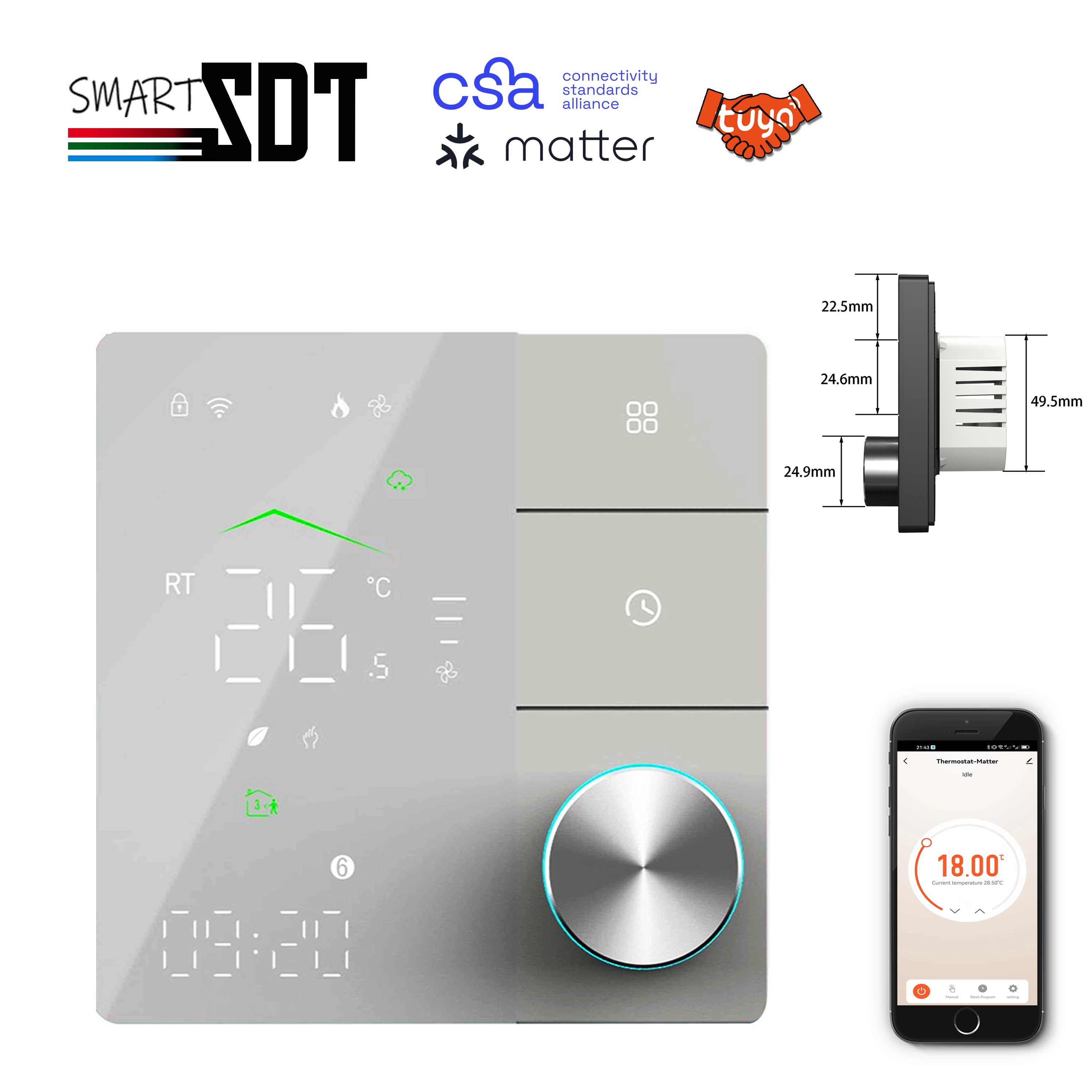 Smart Home Hub Matter - 24V 110V 220V Heating Thermostat Matter