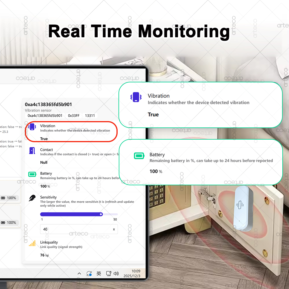Smart ZigBee 3.0 Vibration Sen - Smart Home Certification ulasan dan harga