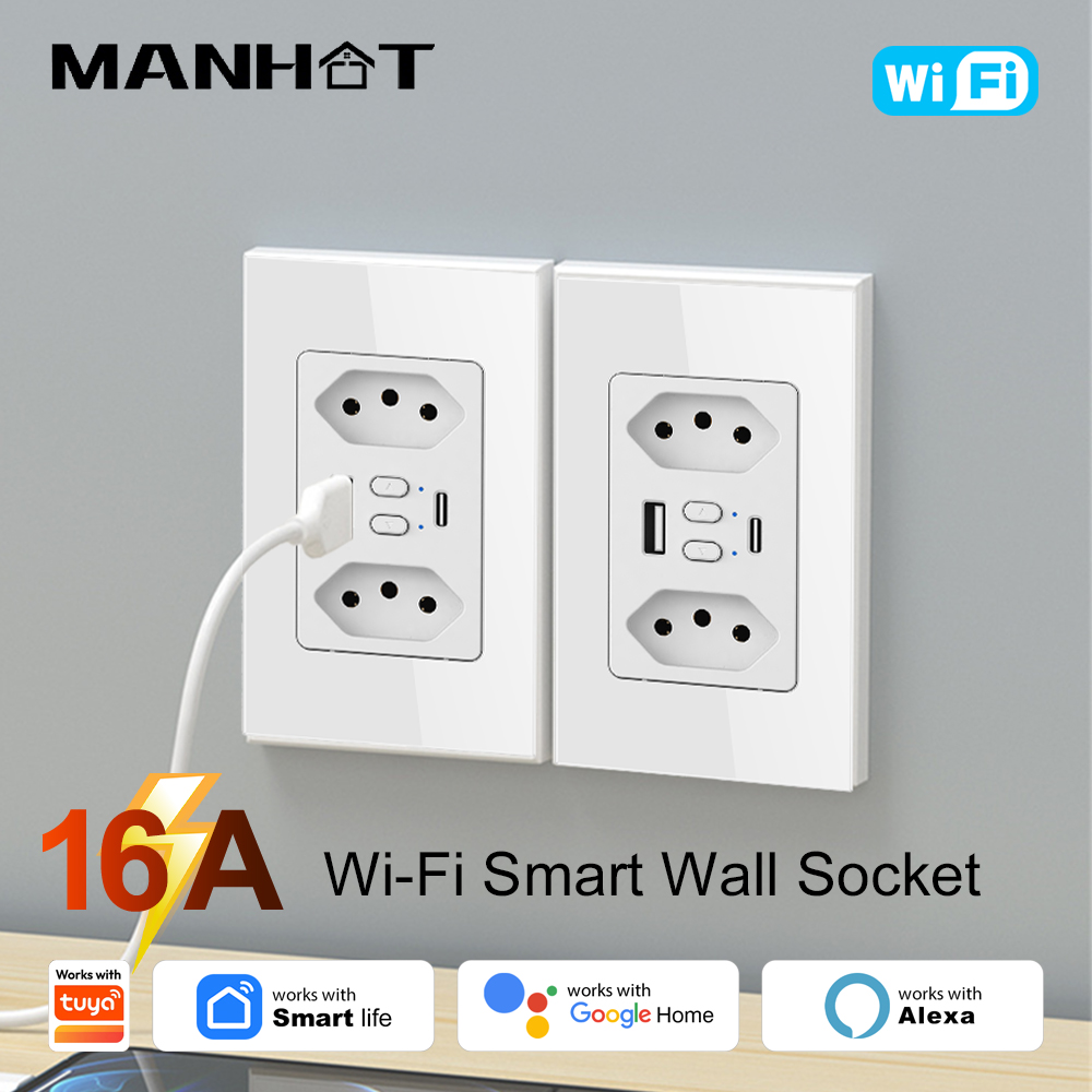 MANHOT Wifi Smart Brazil Socke - Smart Home Certification ulasan dan harga