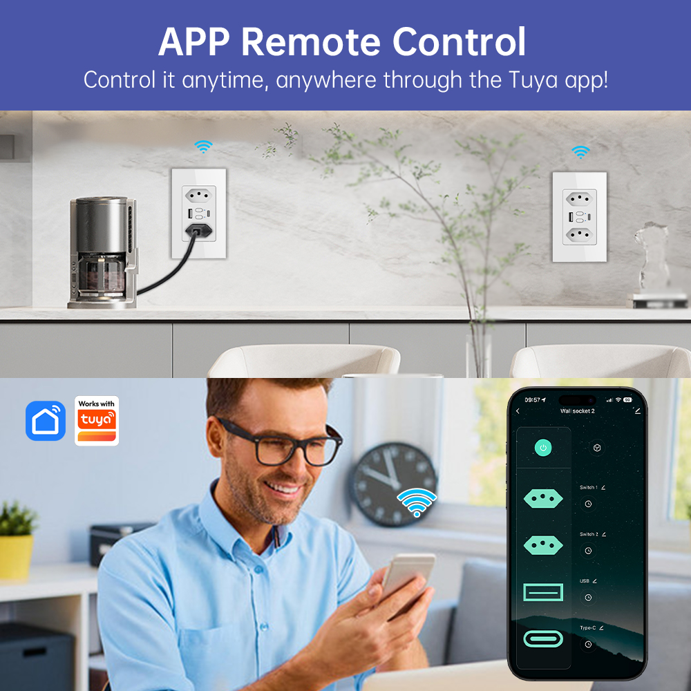 MANHOT Wifi Smart Brazil Socke - Smart Home Certification ulasan dan harga