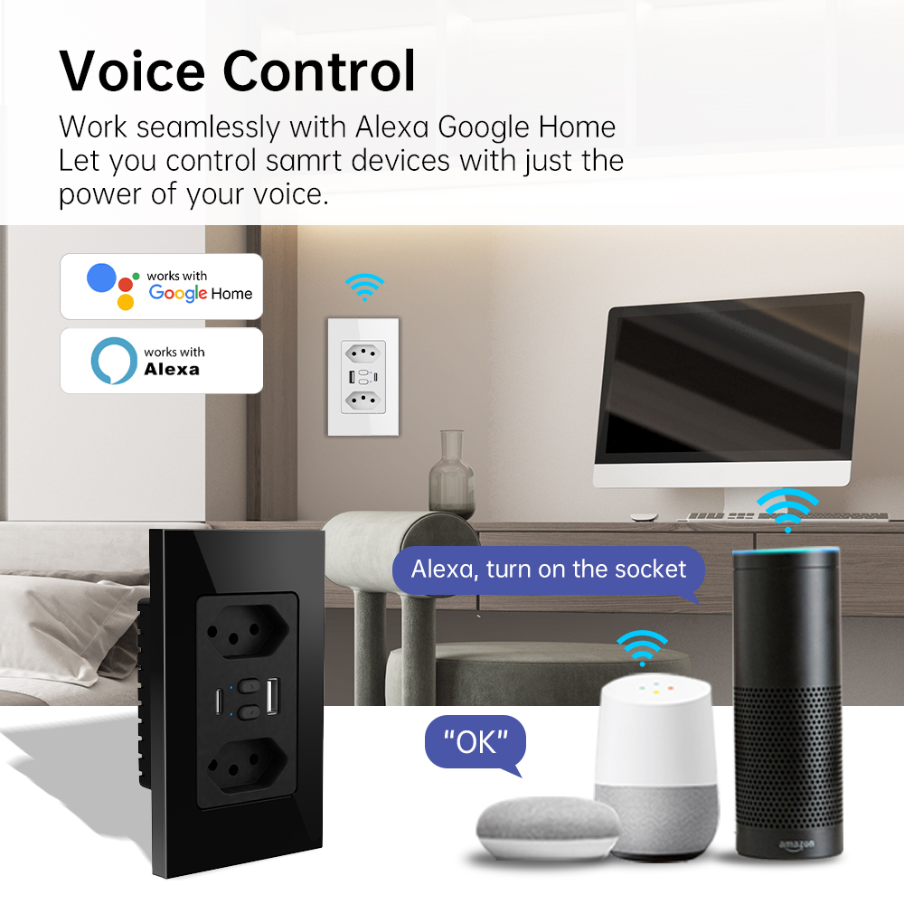 MANHOT Wifi Smart Brazil Socke - Smart Home Certification ulasan dan harga